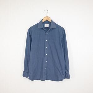 Todd Snyder NY Men's Button up Shirt Blue mini Polka dot print 16 32/33